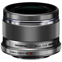 Olympus M.ZUIKO DIGITAL 25mm f1.8 Compact Lens with Lens Hood Silver
